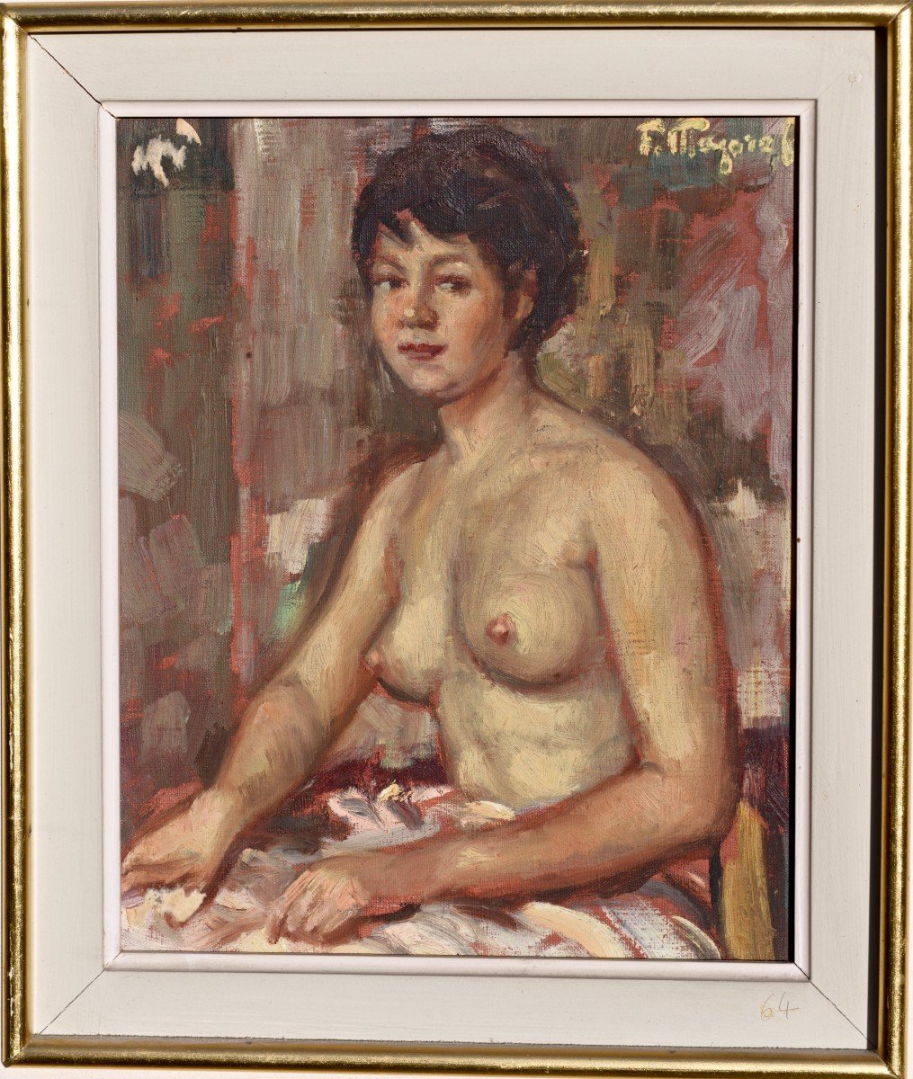 Fernand Majorel "young Naked Woman" Oil On Canvas Circa 1950