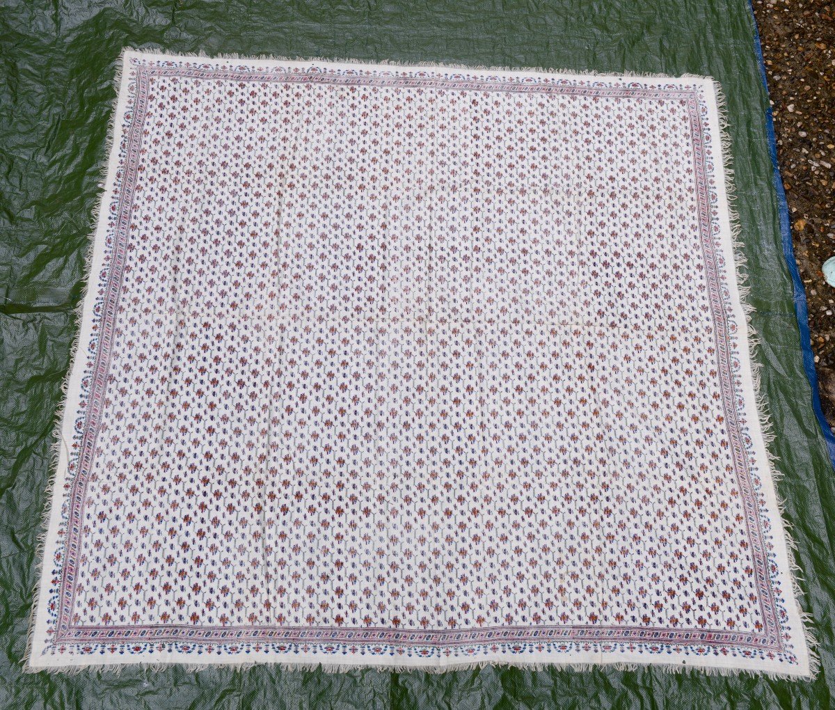 Square Cashmere Shawl White Background 19th Century-photo-1