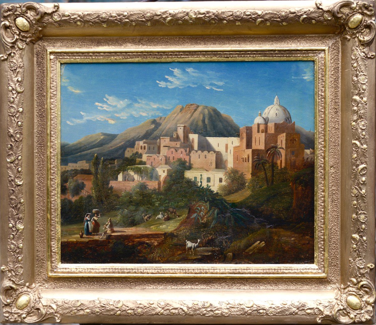 Capri "santo Stephano" Oil On Canvas XVIIIth