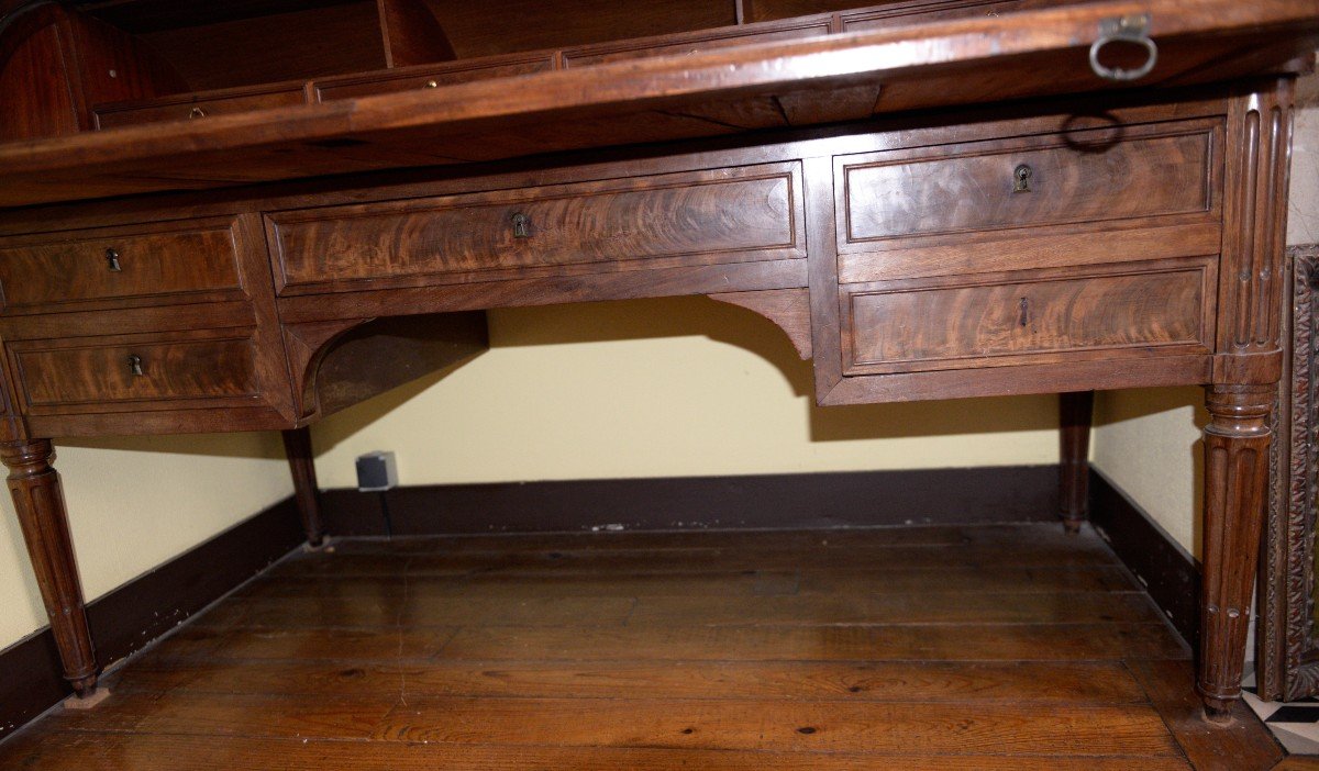 Large Louis XVI Period Cylinder Desk With Its Display Case-photo-2