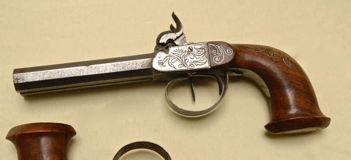 Pair Of Jacob Bertrand Double Barrel Pistols Circa 1840-photo-3