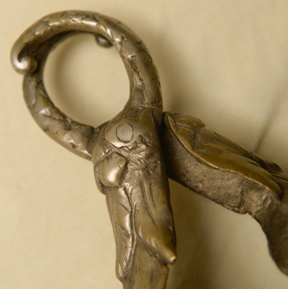 Pair Of 19th Century Bronze Pheasant Tongs-photo-3