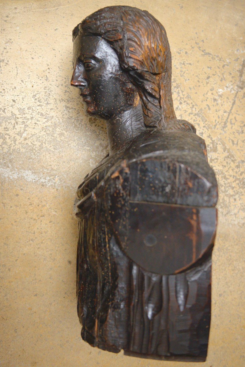 Buste en Bois Sculpté XVIIIème, Figure de Proue-photo-3