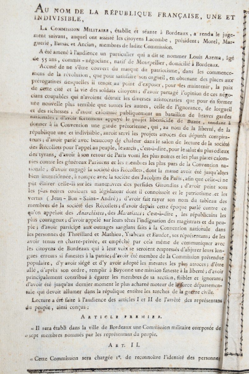 Bordeaux Military Commission Judgment, Death Penalty, 1797-photo-1