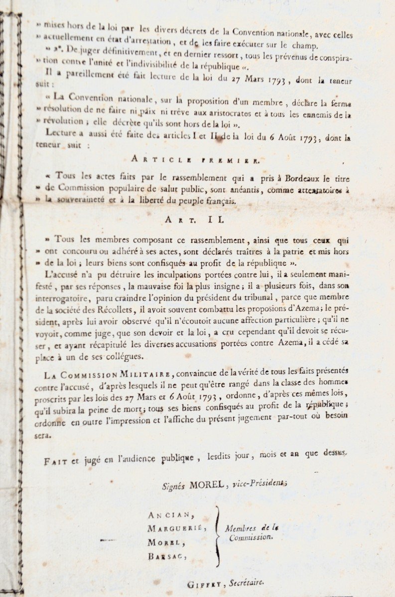 Bordeaux Military Commission Judgment, Death Penalty, 1797-photo-2