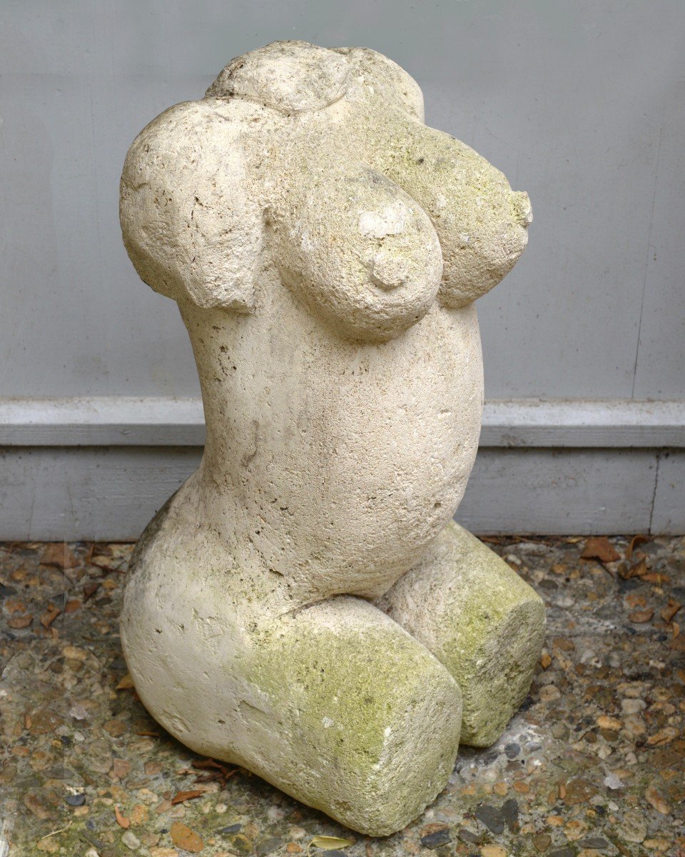 "woman Trunk" Stone Sculpture Circa 1950-photo-2