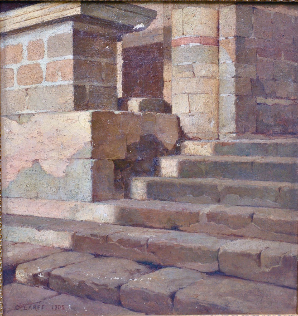 Marc-antoine-gaston Larée "stone Staircase" Oil On Canvas, 1906-photo-2