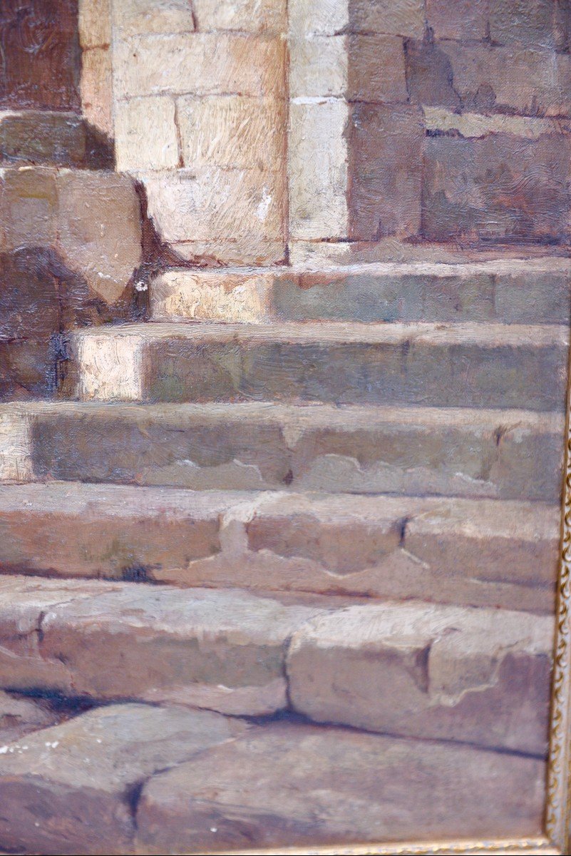 Marc-antoine-gaston Larée "stone Staircase" Oil On Canvas, 1906-photo-4