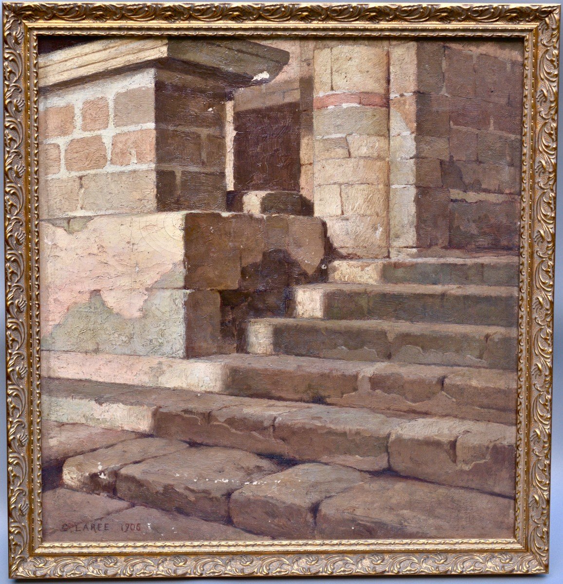 Marc-antoine-gaston Larée "stone Staircase" Oil On Canvas, 1906