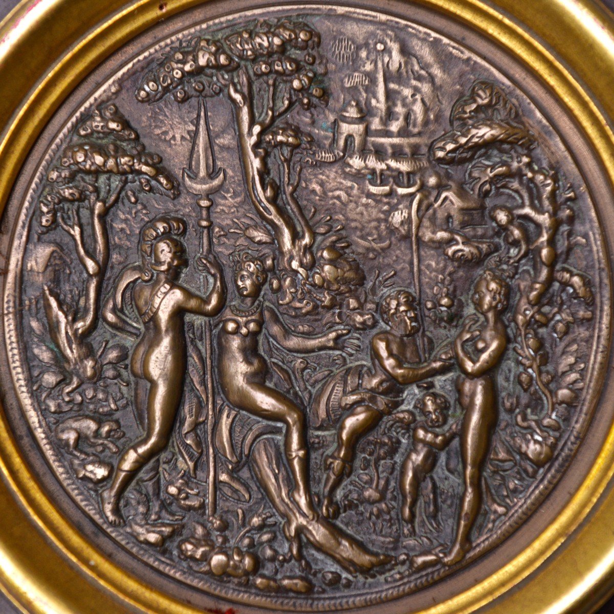 Jamnitzer "the Judgement Of Paris" Antique Bronze Plaque-photo-2