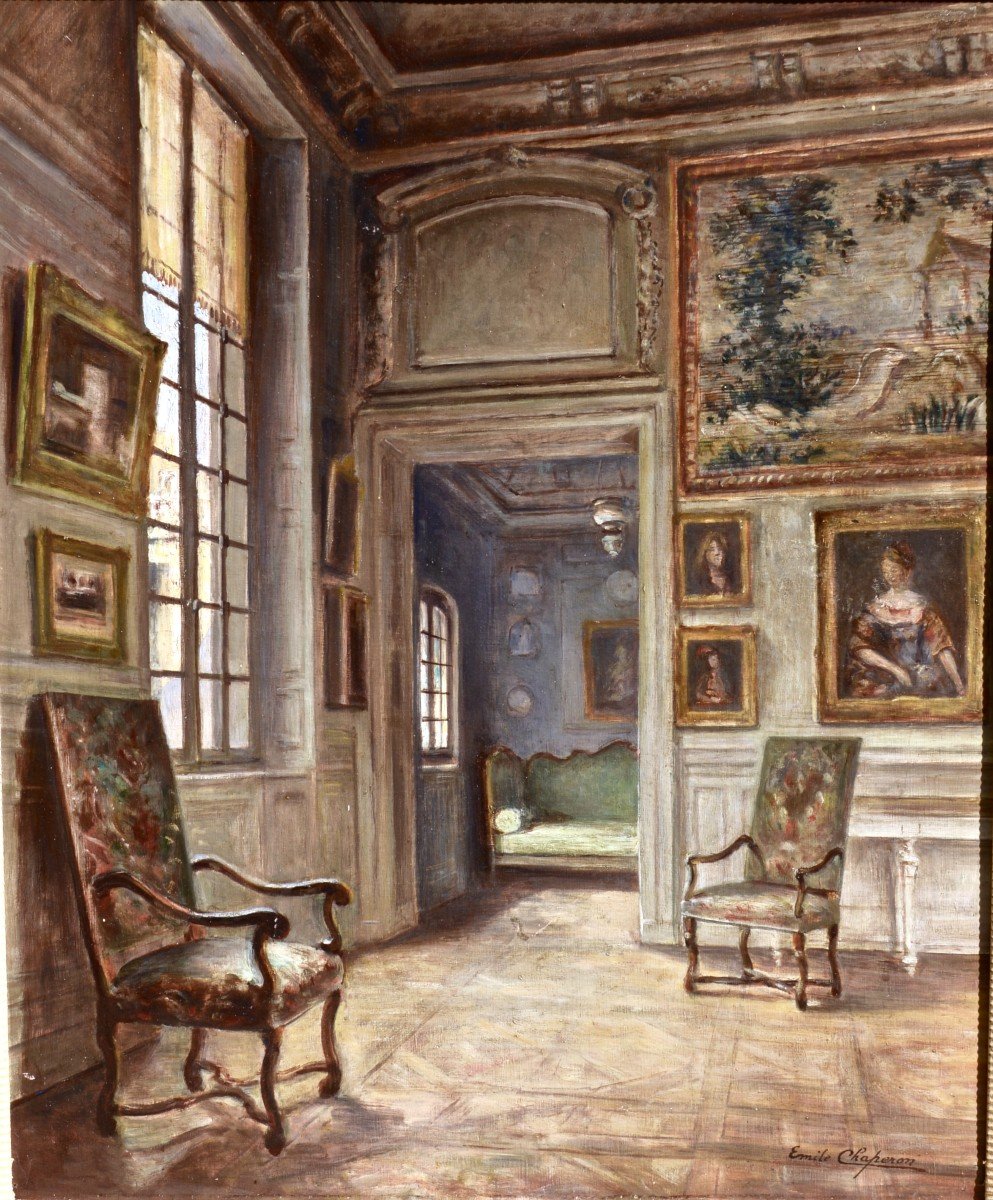 Emile Chaperon "musée Carnavalet" Oil On Canvas Circa 1900 -photo-2