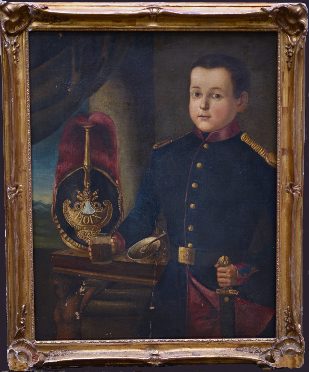 "portrait Of A Young Officer Of The Civic Guard Of Pope Pius Ix" Italian School Circa 1860, Hst