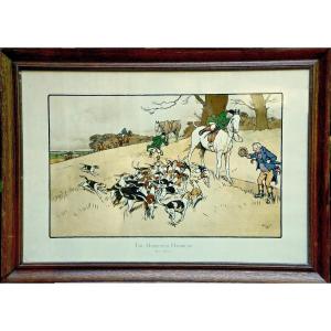  Cecil Aldin " Who Whoop" de la Série "the Harefield Harriers" Lithographie