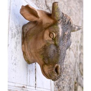 Butcher's Sign From The End Of The 19th Century, Terracotta Cow's Head