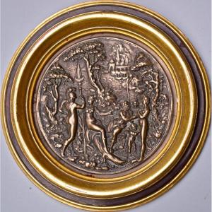 Jamnitzer "le Jugement De Paris" Plaque en Bronze ancien