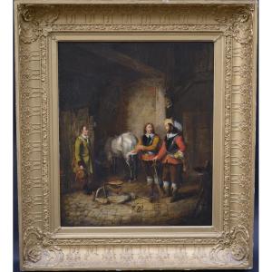 "the Letter Of The Musketeers" Oil On Canvas 19th Signed 