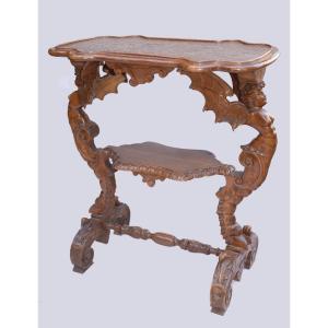 Small Neo-renaissance Center Table With Winged Sphinxes, 19th Century