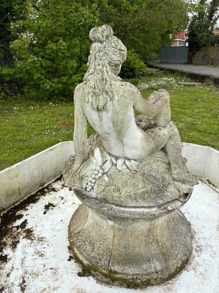 Stone Basin Fountain Decorated With Woman And Child -photo-4