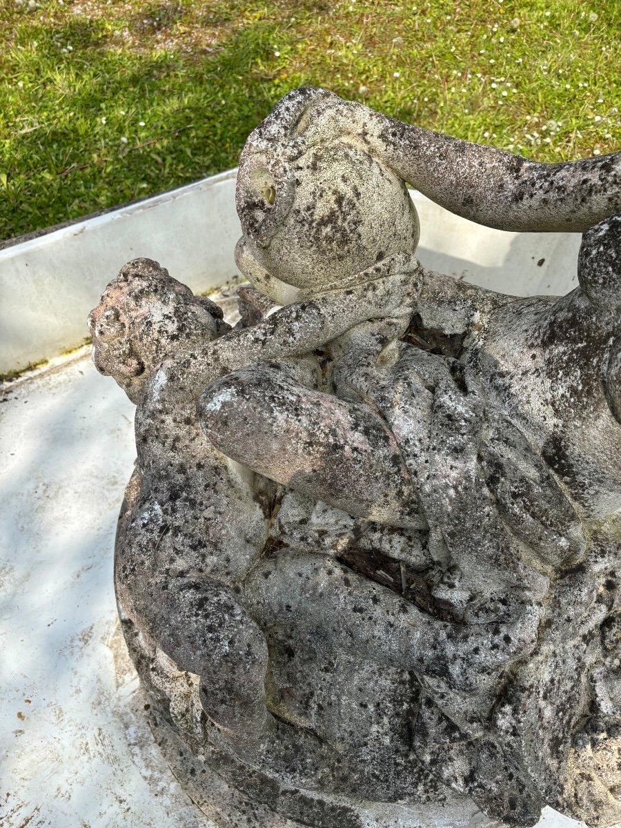 Stone Basin Fountain Decorated With Woman And Child -photo-1