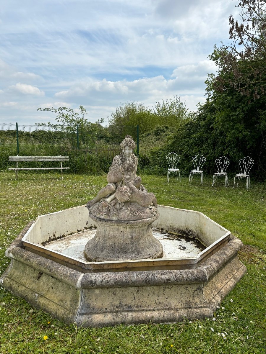 Stone Basin Fountain Decorated With Woman And Child -photo-4
