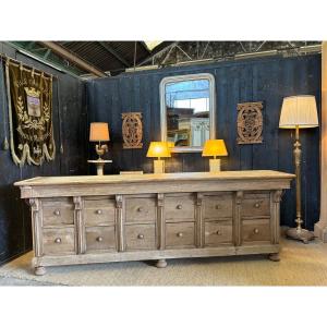 19th Century Washed Oak Counter