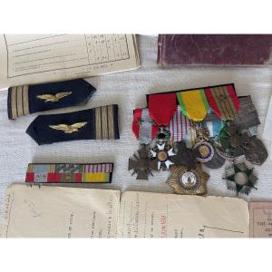 Lot d'Un Aviateur Officier époque Ww2 / Indo