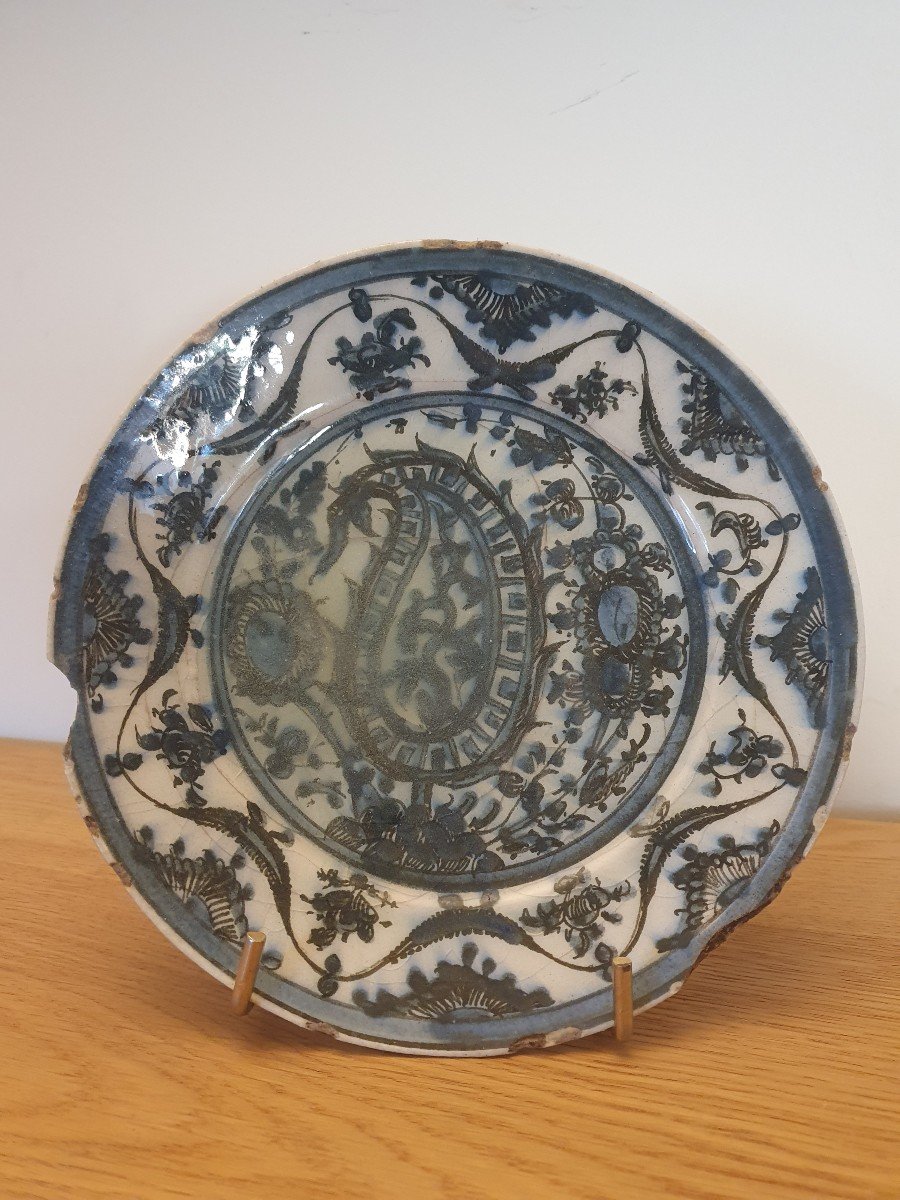 Plate, Silica Ceramic, Iran, Persia, XVIII°.-photo-2