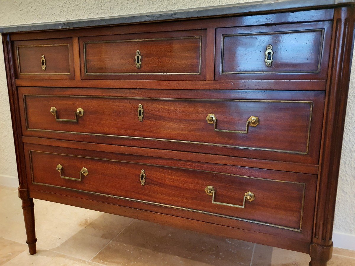 Chest Of Drawers, Mahogany, Louis XVI, Late 18th Century/early 19th Century.-photo-4