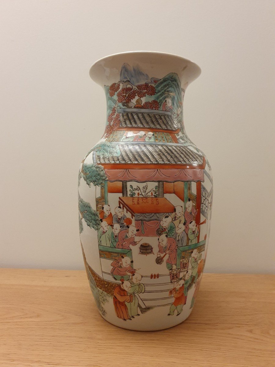 Vase Aux Cent Enfants , Porcelaine , Chine , XXème . 