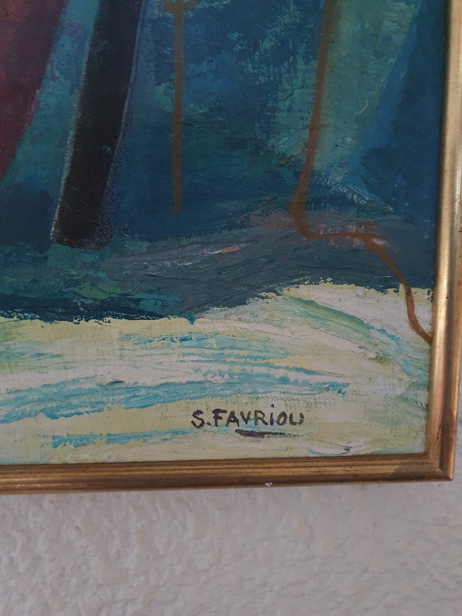 Suzanne Favriou , Les Filets , Huile Sur Toile , XX°. -photo-2