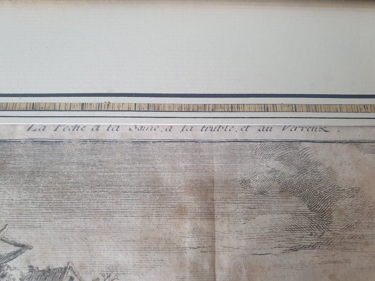 La Pêche ,Jean Baptiste Guélard ,  Gravure , XVIII°. -photo-3