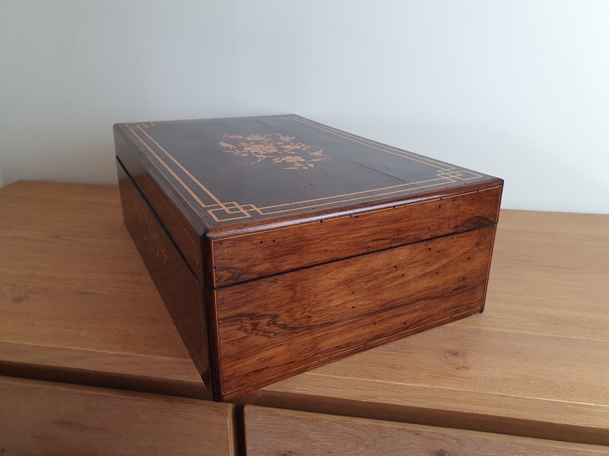 Coffret à Châle , Palissandre Et Bois Clair , Charles X, XIX°. -photo-6