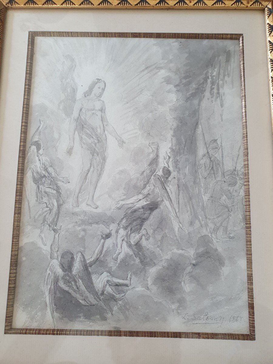 L.Salomon , La Résurrection Du Christ , Dessin , 1867 . -photo-4