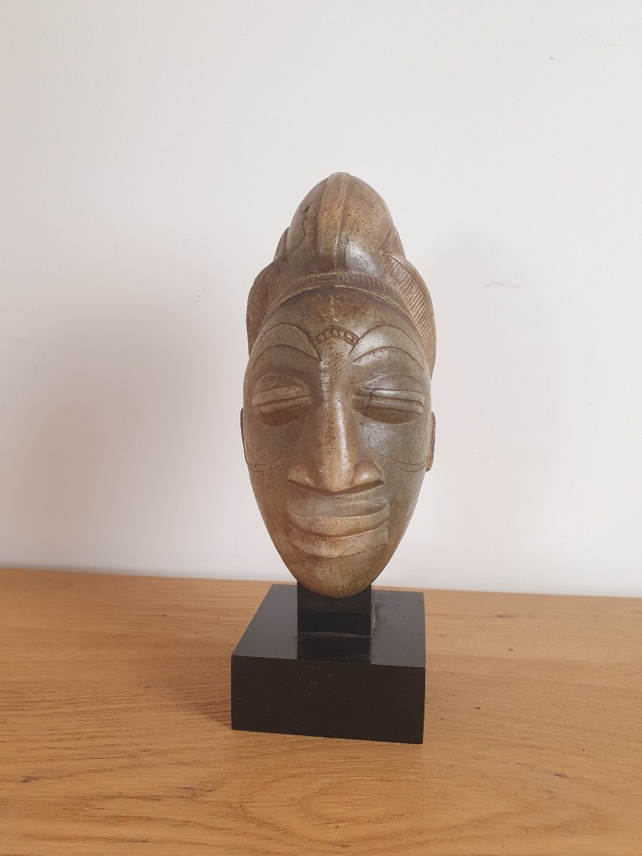 Stone Head From Mbigou, Punu Mask, Gabon, XX°.-photo-3