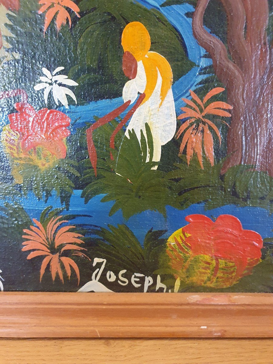 Haitian School, Animated Landscape, Oil On Canvas, Joseph, XX °.-photo-2