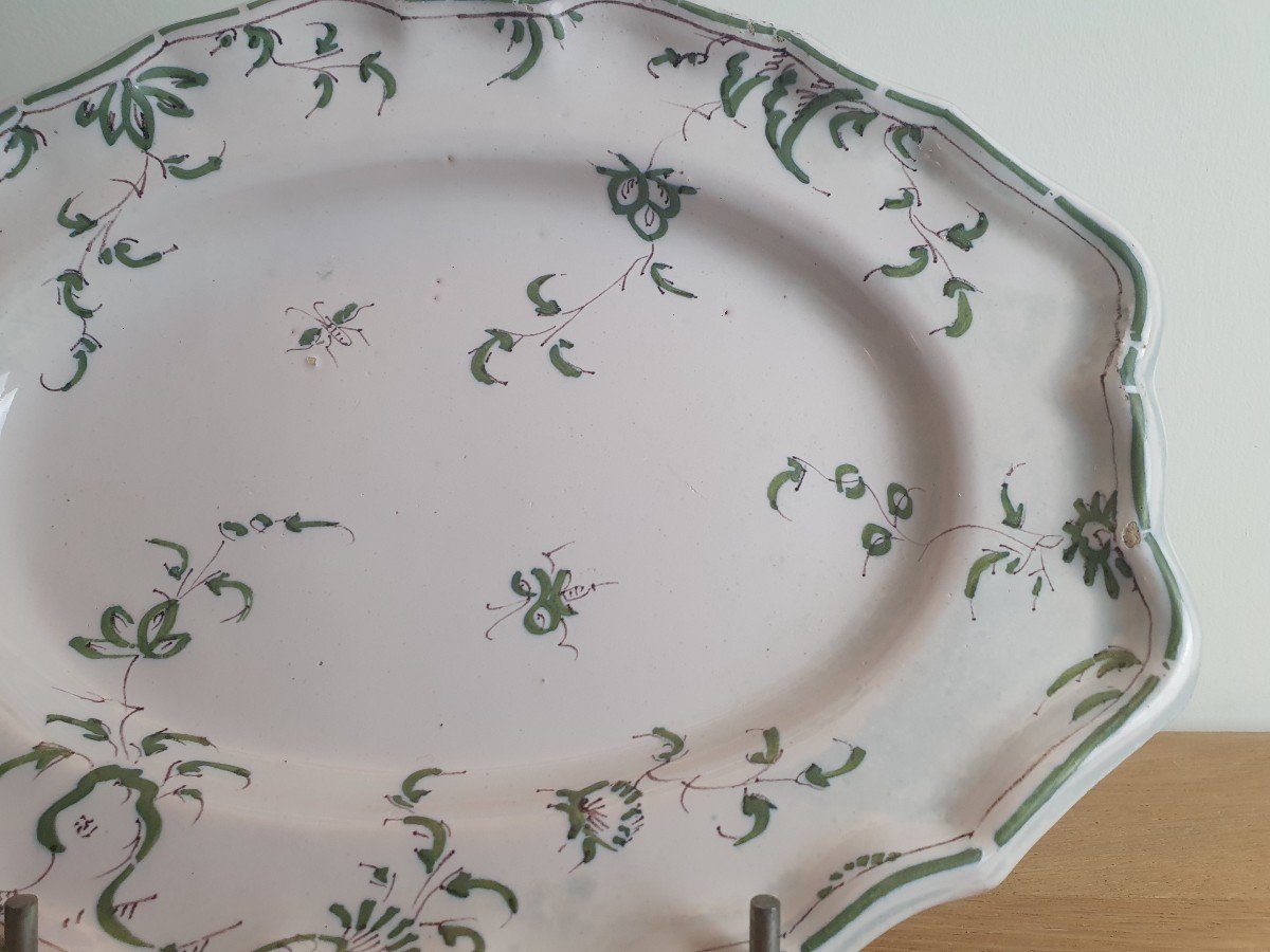 South West, Oval Dish, Earthenware, Green Camaïeu, XVIII°.-photo-3