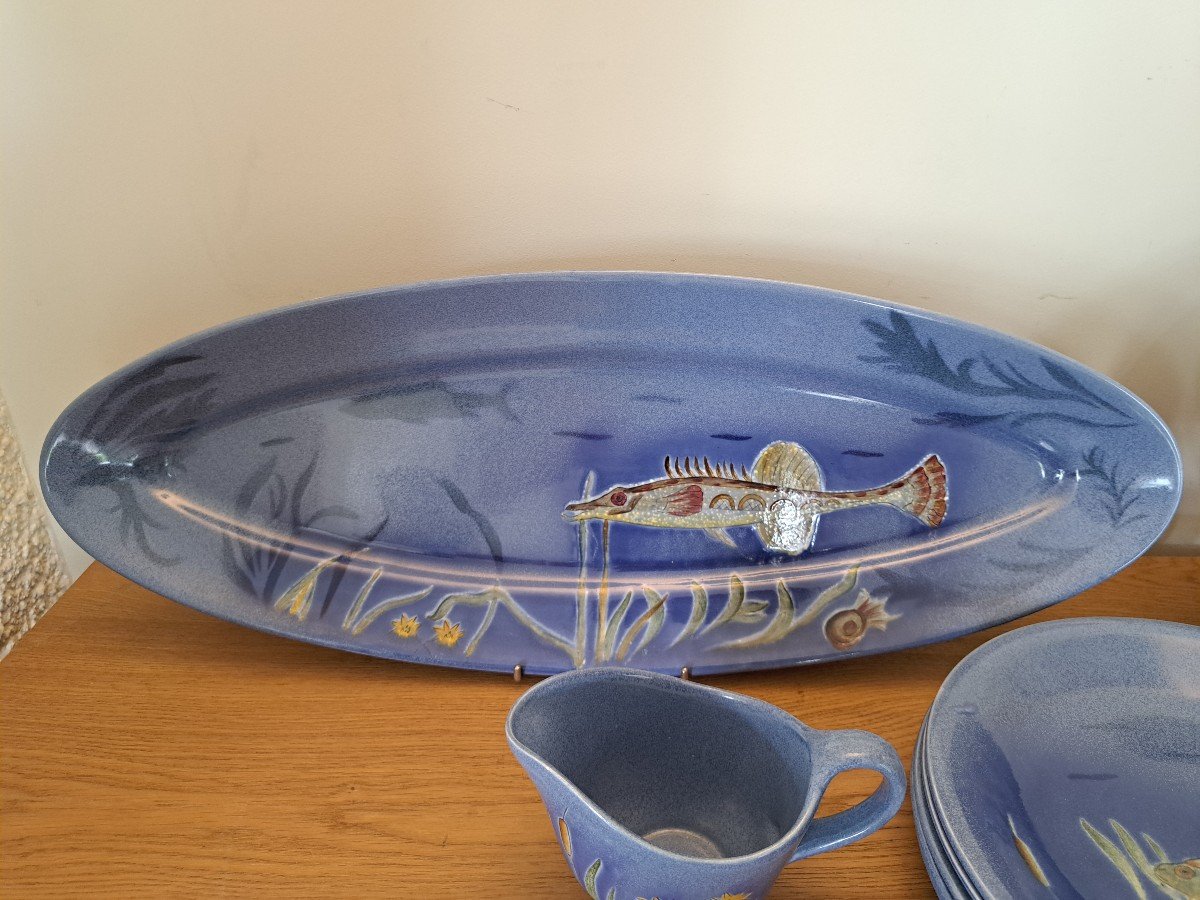 Longchamps, Fish Service, Earthenware, XX°.-photo-3