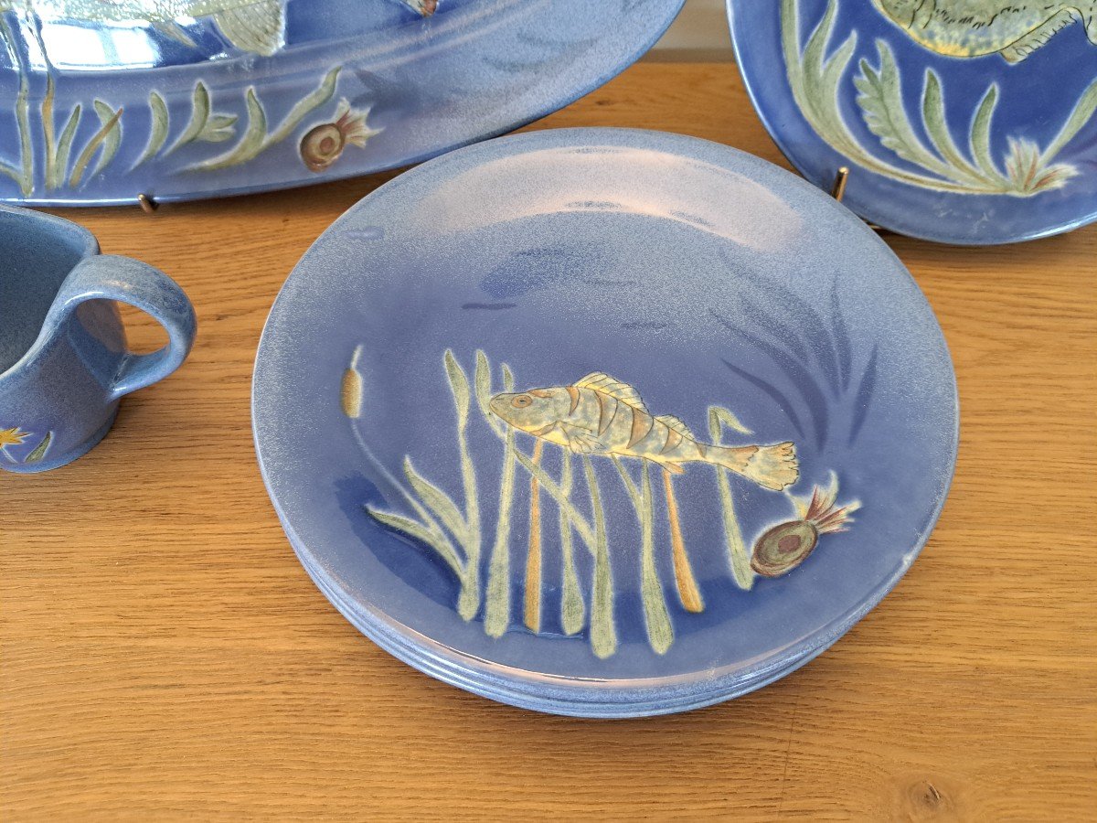 Longchamps, Fish Service, Earthenware, XX°.-photo-1