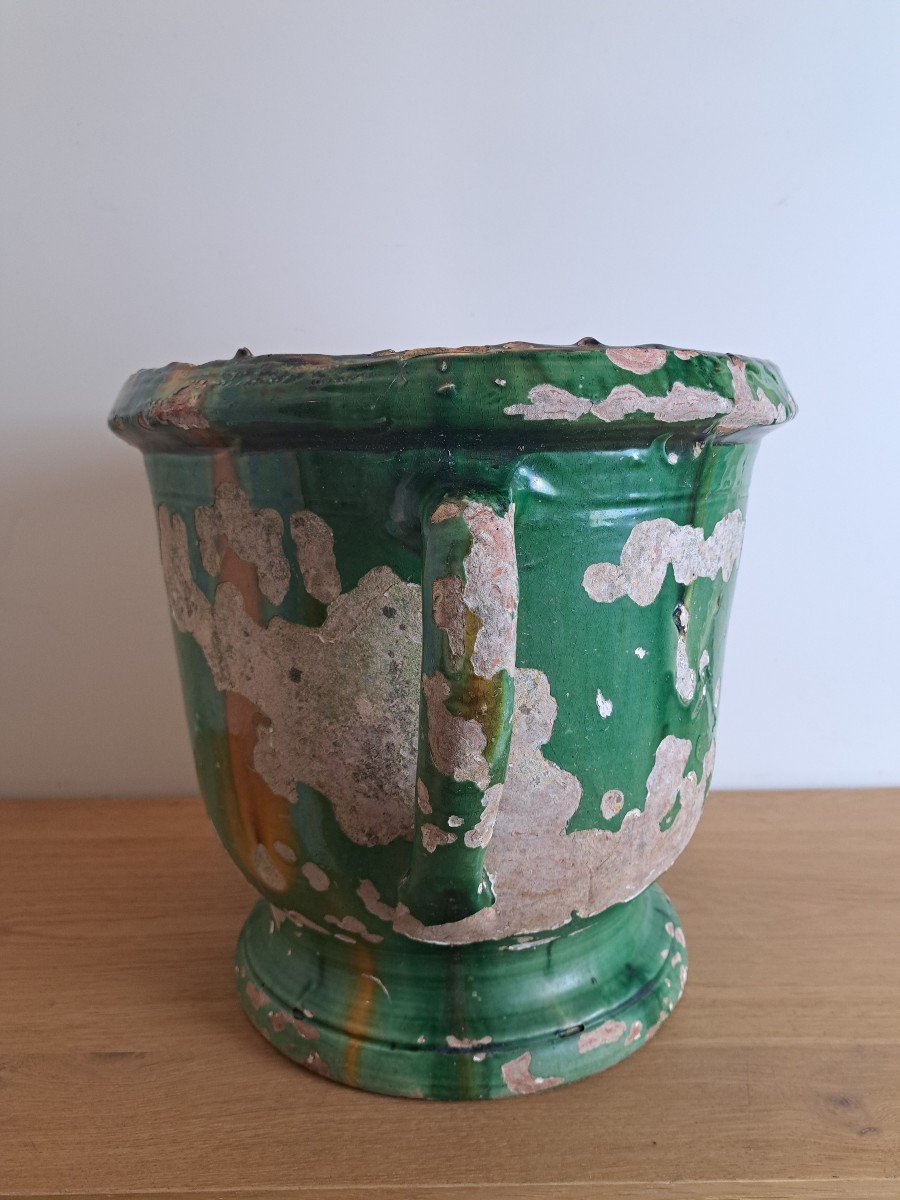 Castelnaudary, Garden Pot With Handles, Glazed Terracotta, XIX °.-photo-4