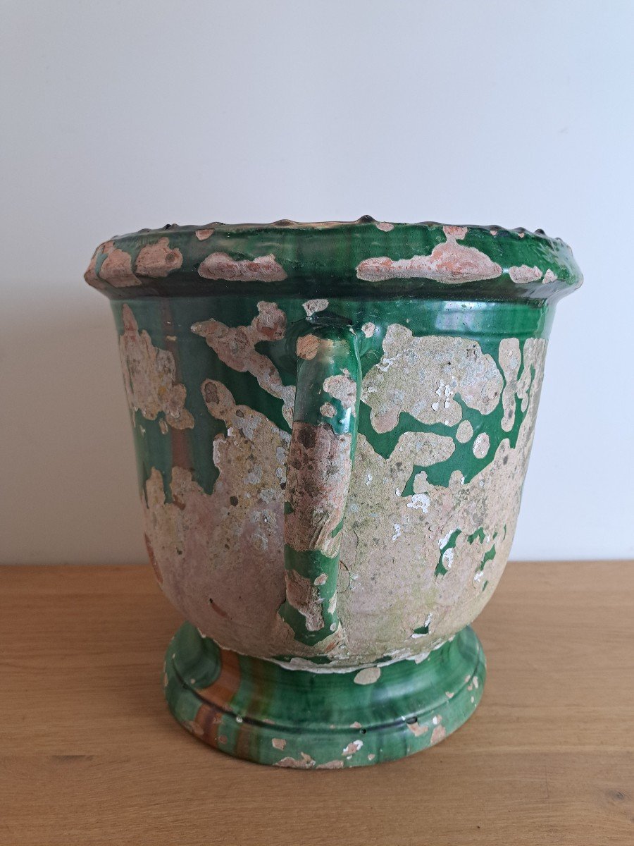 Castelnaudary, Garden Pot With Handles, Glazed Terracotta, XIX °.-photo-5