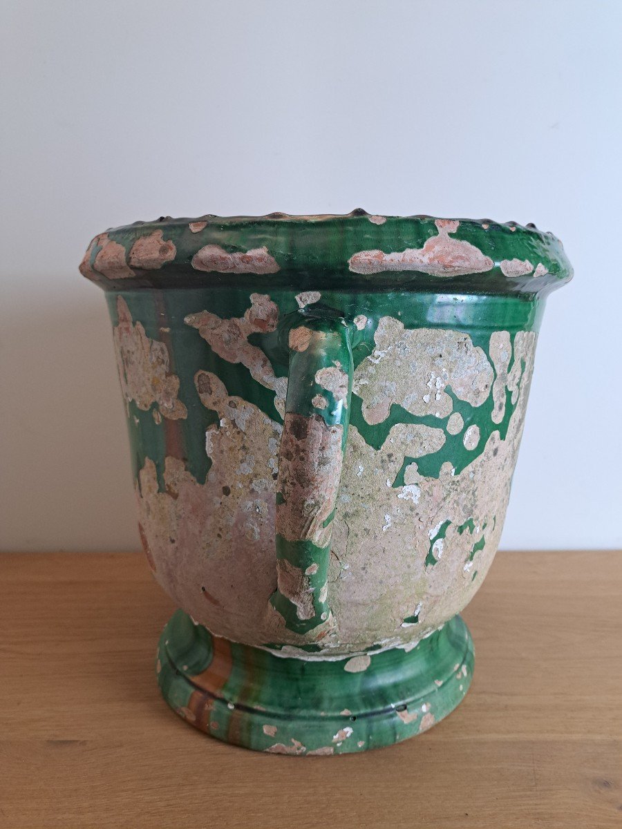 Castelnaudary, Garden Pot With Handles, Glazed Terracotta, XIX °.-photo-6