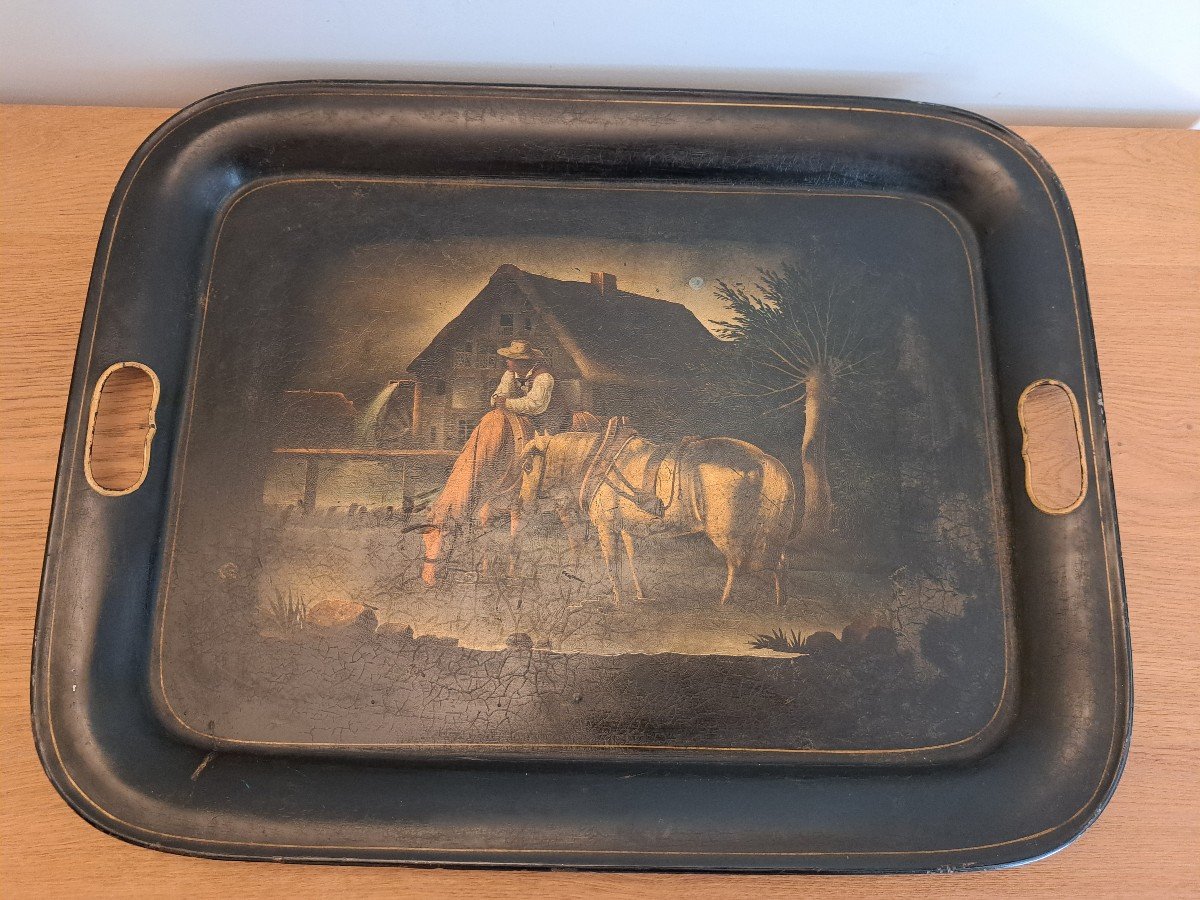 Painted Sheet Tray, Napoleon III, 19th Century,-photo-6