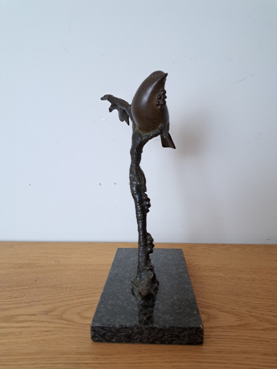 Irénée Rochard, Birds On Its Branch, Bronze, Art Deco, 20th Century.-photo-2