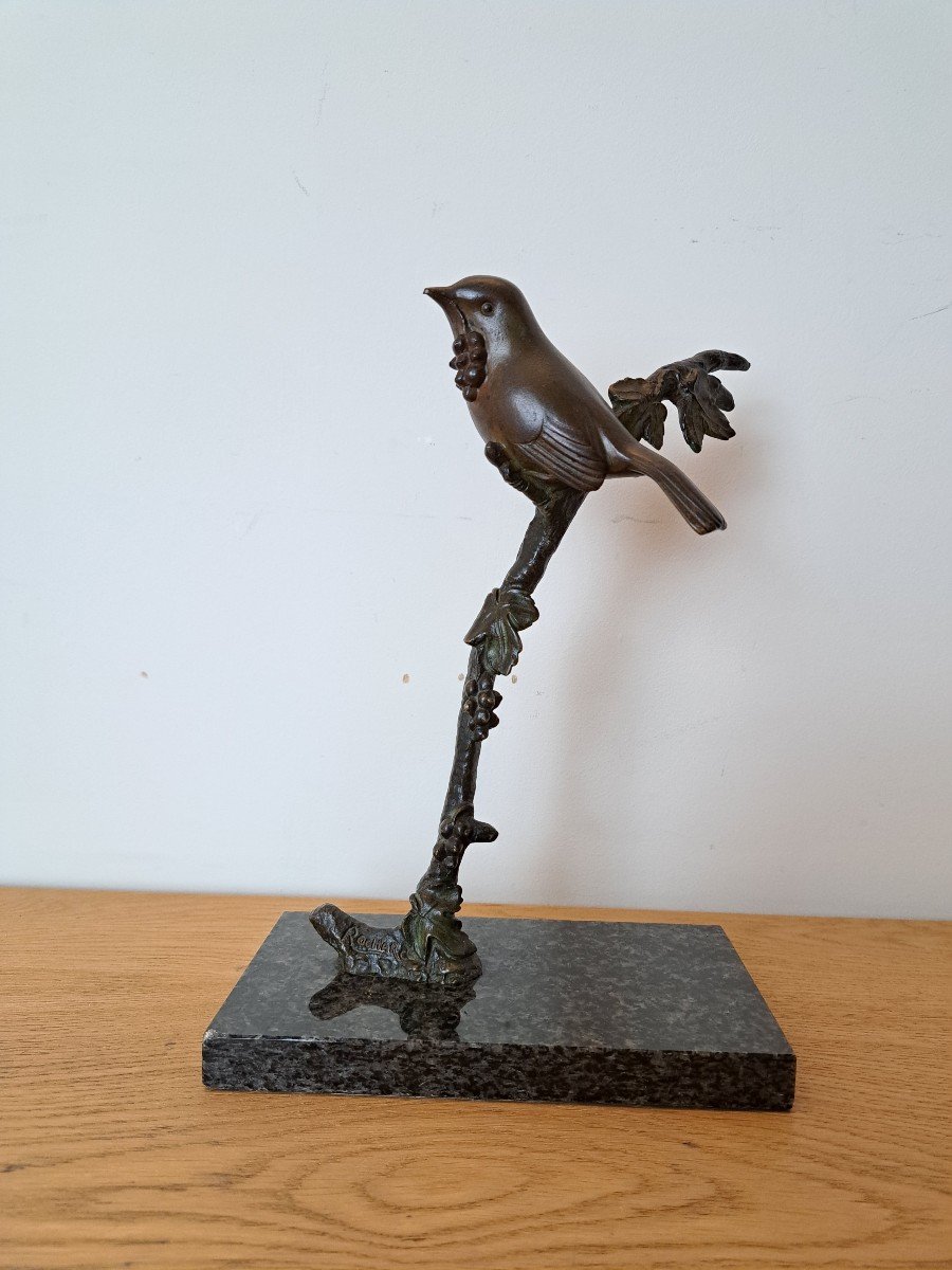 Irénée Rochard, Birds On Its Branch, Bronze, Art Deco, 20th Century.