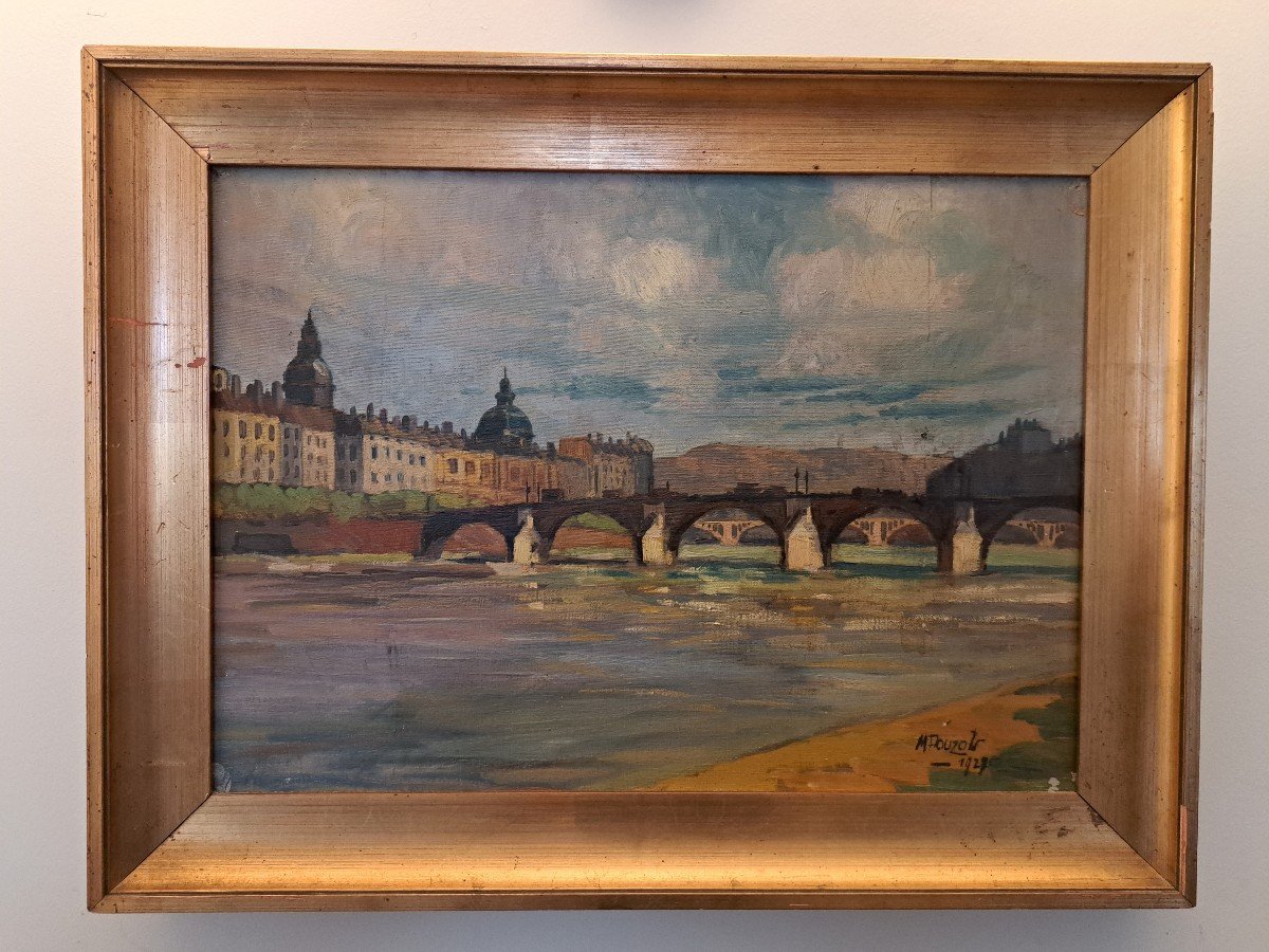 Maurice Pouzols, Le Pont De La Guilliotière, Lyon, Oil On Canvas, 1927.-photo-2