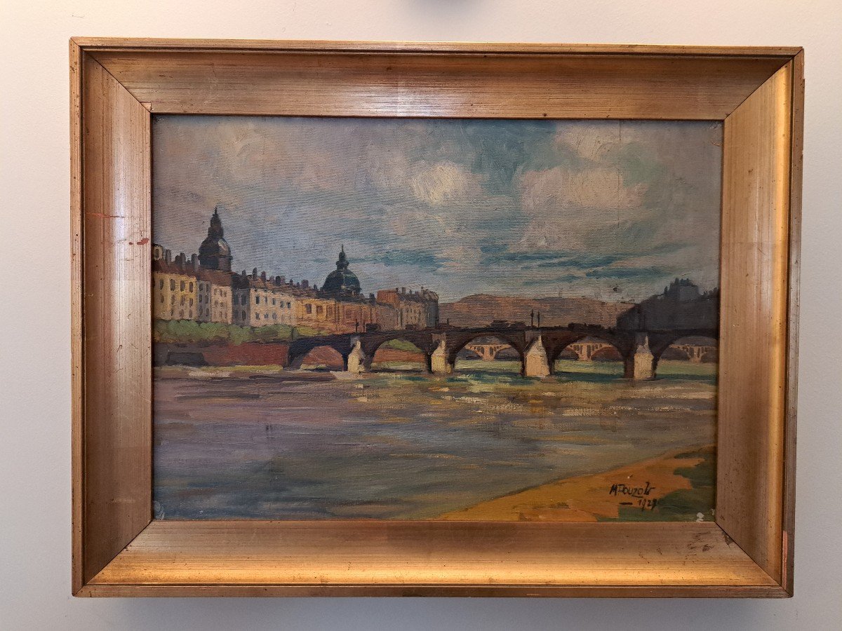 Maurice Pouzols, Le Pont De La Guilliotière, Lyon, Oil On Canvas, 1927.