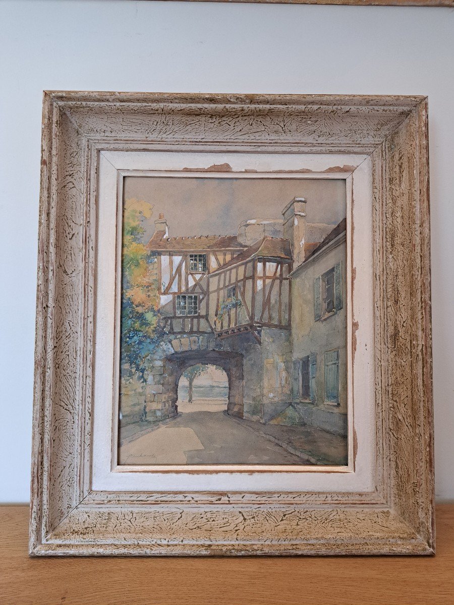 Maison à Colombages, Aquarelle, Début XX°. -photo-2