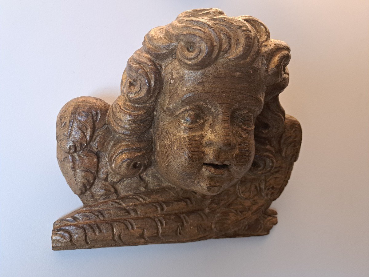 Angelot's Head, Oak, 17th Century.-photo-4