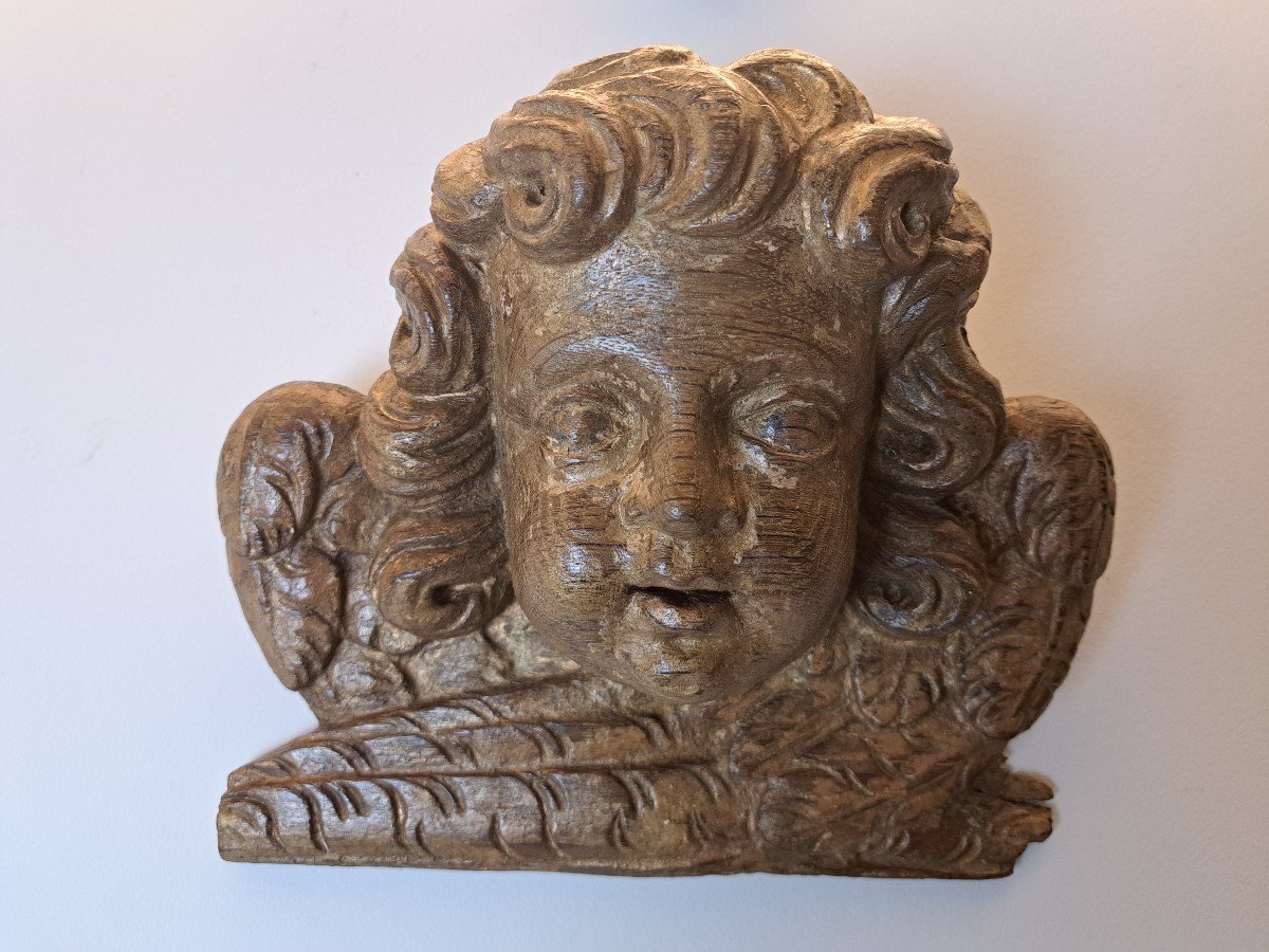 Angelot's Head, Oak, 17th Century.