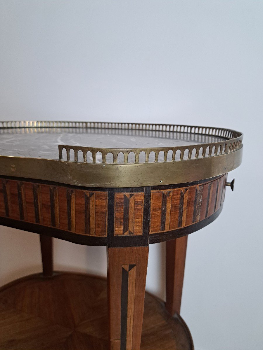 Table De Salon , Marqueterie, Louis XVI/directoire , Marbre , XVIIIième Siècle. -photo-4